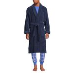 Lands' End Men's Turkish Terry Cloth Robe Calf Length with Pockets, Radiant Navy, Medium