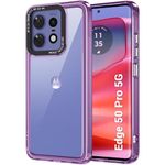 TheGiftKart Hybrid Shockproof Back Cover Case for Motorola Moto Edge 50 Pro 5G | Stylish Camera Border | Plated Buttons | Crystal Clear Hard Back Case for Moto Edge 50 Pro (TPU & PC, Purple Bumper)