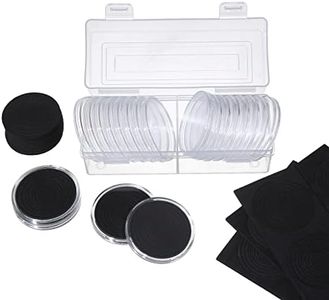 20 Pieces 46mm Coin Capsules and 8 Sizes (17/20/25/27/30/35/40/46mm) Black Protect Gasket Coin Holder Case with Plastic Storage Organizer Box for Coin Collection Supplies