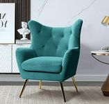 RIGHT CHOICE FURNITURE High Back Wing Chair Cushioned Lounge Single Seater Chair for Living Room Office Bedroom Solid Wood Upholstered Arm Chair Wingback Chair Sofa Bench Sofa Couch (Blue)