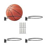 YunBey Ball Holder 4Pcs Metal Ball Wall Mounted, Football Display Stands Universal Ball Storage Rack for Basketball Soccer Volleyball Rugby Ball (Black)