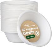 HAAGO - 50 Sugarcane Small Paper Bowls Biodegradable & Compostable Eco Soup & Snack Bowl for Hot & Cold Food - 350 ml