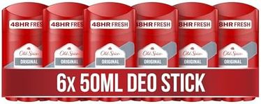 Old Spice Original Deodorant Stick for Men, 6 x 50 ml, 48H Fresh, Long-Lasting Fragrance in Perfume Quality, 0% Aluminium Salts, No Stains on Black and White, Made from 50% Recycled Plastic