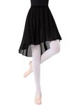 PLIKSUVER Women Ballet Wrap Skirt Chiffon Dance Skirts Pull On with Elastic Waistband Ballet Skirt for Adult Girls Black