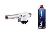 BisonBerg Auto Ignition Butane Gas Blow Torch for Outdoor |BBQ Tool Burner Flamethrower Welding Gun with Butane Canister (Gun with 1 Canister)