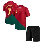 Sports Portu 2024 Football Jersey Ronaldo 7 Home (Kid's, Boy's & Men's) (12_13 Years, Red Green)