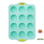 Aschef Silicone Muffin Pan 12 Cup Non-Stick Cupcake Pan Mold with Steel Reinforced Frame Bakeware Tray Muffin Tin Silicone Baking Cups Mold Quick Release Dishwasher & Microwave Safe