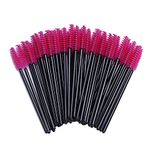 BTYMS 100 Pieces Disposable Spoolies Brush Eyelash Mascara Brushes Lash Wands Applicator Eyebrow Brush for Lash Extension-Pink