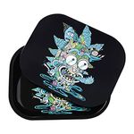 YAPAS Rolling Tray with Magnetic Lid - 7" x 5.5" Metal Rolling Tray - Cigarette Rolling Trays - Smoke Accessories - Rolling Paper Tray - Rolling Plate (Black)