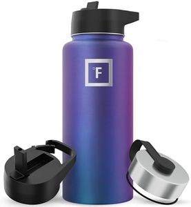 IRON °FLASK Sports Water Bottle - Wide Mouth with 3 Straw Lids - Stainless Steel Gym & Outdoor Bottles for Men, Women & Kids - Double Walled, Insulated Thermos, Metal Canteen - Aurora, 32 Oz