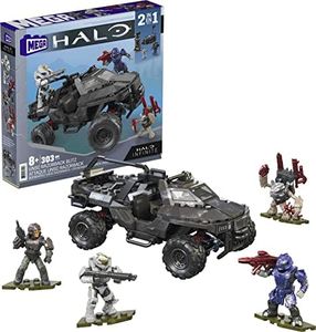 Mega Halo Infinite Toy Car Building Toys Set, UNSC Razorback Blitz Vehicle with 303 Pieces, 4 Micro Action Figures and Accessories, Gift Ideas