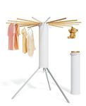 Foldable Drying Rack Made of Solid Wood (not Poor Quality Bamboo), Portable Outdoor Clothes Drying Rack & Space Saving Tripod Towel Drying Rack for Indoor Folding Laundry Rack