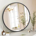 Heymirro Round Mirror 30 Inch Black Metal Framed Wall Mounted Circle Mirror for Living Room,Vanity,Wall Mirror for Entryway and Bedroom