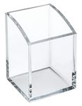 OSCO Clear Acrylic Square Pen Pot | Pencil Holder | Desk Tidy | Office Organiser | Makeup Storage | Cosmetics Display | H10 x W7 x D7 cm |