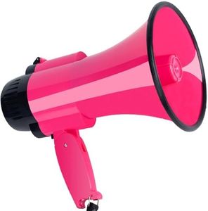 30 Watt Power Portable Megaphone Bullhorn Speaker Voice, Siren/Alarm and 240S Recording with Volume Control and Strap (DeepPink)