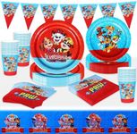 Paw Patrol Birthday Party Decorations, Paw Patrol Party Supplies Include Plates Napkins and Cups Tablecloth Girls Kids Birthday Party Tableware Set 20 Guests