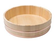 JapanBargain 4595, Japanese Wooden Hangiri Sushi Rice Mixing Bowl Tub for Sushi Restaurant Sushi Oke Sawara Cypress Wood 13 inches Diameter Made in Japan (33 cm)