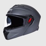 STUDDS Trooper ISI and DOT Certified Matt Finish Flip-up Full Face Helmet for Men and Women with Inner Sun Visor (Matt Gun Grey XL)