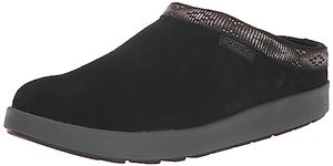 KEEN Women's Elle Suede Comfortable Durable Indoor Outdoor Mules, Black/Magnet, 9 Medium US