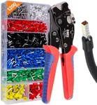 HKS Ferrule Crimping Tool Kit AWG 30-5 - Fixable Range with 1200PCS Red Copper Terimnals, Square Self-Adjusting Ratchet Crimper for End-Sleeves (16-4H with 1200PCS Kit)