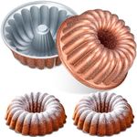 Layhit 2 Pcs 9.5 Inch Nonstick Fluted Tube Cake Pan Aluminum Cake Molds Novelty Shape Corrugated Disc Cake Pan Die Cast Nonstick Coating Easy Release Pan for Brownie Meatloaf(Pumpkin)