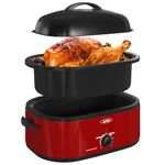 Sunvivi Electric Roaster Oven with Removable Pan, 20Qt Roaster Oven with Viewing & Self-Basting Lid,Red