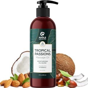 Tropical Sensual Massage Oil for Couples - Complete Relaxation Full Body Massage Oil with Jojoba Coconut and Sweet Almond Oil with Mango Scent for Complete Relaxation - Non GMO Gluten Free and Vegan