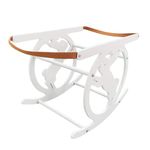 MYBASSINET Moses Basket Rocker Stand Antique White Stand for Baby Infants Durable and Sturdy Natural Wood Rocking Feature Modern Design Safe and Secure Fits Moses Baskets 32.5X16.5X14 Inch