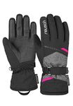 Reusch Women's Extra Warm Waterproof and Breathable Ski Gloves, Blck/Blck Melang/Pink Glo, 7.5