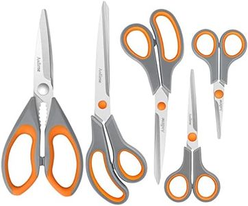 Asdirne Tijeras, Tijeras Cocina con Hojas Afiladas de Acero Inoxidable y Mangos Suaves, Juego de Tijeras Multifuncionales, 5 Piezas, Naranja/Gris