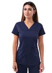 Adar Pro Scrubs for Women - Sweetheart V-Neck Scrub Top - P4210 - Navy - XXS