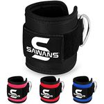 SAWANS Ankle Straps for Cable Machine Attachments Gym Ankle Cuffs with Neoprene Padding Adjustable Glute Kickback Workouts Booty Hip Abductors Leg Curls Exercise for Men and Women (Black 1Pc)