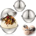 6 Pieces Stainless Steel Bath Bomb Molds Metal Bath Bomb Molds Soap Bath Bomb Molds for DIY Crafting Making Supplies, 3 Sizes, 2.16 Inch/ 5.5 cm, 2.55 Inch/ 6.5 cm, 2.95 Inch/ 7.5 cm