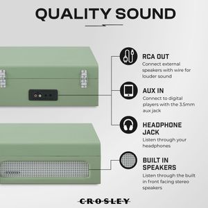 Crosley Voyager Bluetooth Turntable – Sage Green