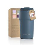 LARS NYSØM Thermo Coffee Mug-to-go 17oz | BPA-Free Travel Mug 0.5 Liter with Insulation | Leak Proof Stainless Steel Thermal Mug for Coffee and Tea on The Go | Tea Mug (Stone Blue, 500ml)