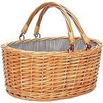 Wicker Picnic Basket with Double Fo