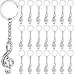 45 Pcs Music Gift Set 15 Metal Musical Note Key Chain Music Symbol Key Rings G Clef Key Ring Trinket 15 Kraft Paper Thank You Tags 15 Sheer Organza Bags for Wedding Christmas Party Favors Decoration,