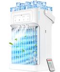 Portable Air Conditioners Dual-Motors Portable AC Unit 3in1 Mini Air Conditioner Portable for Room,Evaporative Air Cooler with Remote,3 Mist,3 Speed,7 Lights,Larger Tank,2-8H Timer for Bedroom,Office