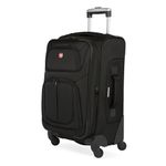 SwissGear Sion Softside Expandable Luggage with Spinner Wheels, Black, Carry-On 21-Inch