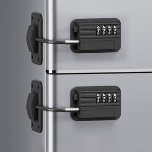 KIZZHISI Fridge Lock (2 Pack), Heavy Duty Combination Fridge Lock, for Fridge, Cabinets, Drawers, Window and Child Safety Cabinet Lock, Strong Non-Marking Adhesive No Drilling (Black)