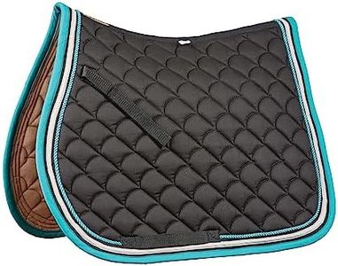 Roma Crescent All Purpose Saddle Pad, Black/Grey /Turquoise, Full