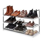 KEPLIN 3 Tier Metal Shoe Rack - Space Saving Slim Storage for Boot, Trainer, Shoes - Heavy Duty Shoe Storage & Organiser for Wardrobe, Hallway, Bedroom & Bathroom (Indoor & Outdoor) - Black