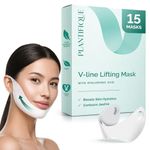 PLANTIFIQUE V-Line Mask for face 15 PCS, Chin Strap for Double Chin, V Line Lifting Masks with Hyaluronic Acid, V Shape Face Tape - Jawline and Neck Mask for Skin Firming