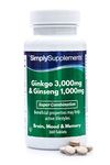 Ginseng & Ginkgo Biloba Tablets | Ultra High Strength Formula | Vegan & Vegetarian Friendly | Popular Supplement for Supporting Vitality and Mental Performance | 360 Tablets | Manufactured in The UK