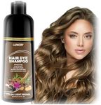 Light Brown Hair Dye Shampoo for 100% Gray Coverage - 3 IN 1 Hair Color Shampoo with Argan Oil & Ginseng, Ammonia & Paraben Free, Long Lasting Semi-Permanent Natural Color for Women & Men (500ml)