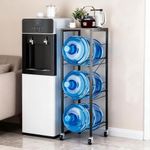 5 Gallon Water Jug Holder Water Bottle Organizer with Storage Shelves, 3-Tiers Reinforced X-Shape Design 5 Gallon Water Bottle Holder Water Jug Stand, Water Jug Rack for Kitchen Living Room Office