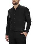 Kenneth Cole REACTION Unlisted Men's Dress Shirt Slim Fit Solid, Black, 16"-16.5" Neck 34"-35" Sleeve