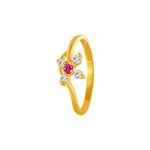 P.C. Chandra Jewellers 22k (916) Yellow Gold, American Diamond and Ruby Ring for Women