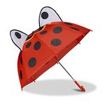 Relaxdays Children’s Umbrella 3D Ladybug, Kids Umbrella for Boys and Girls, Red