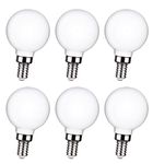 6 Pack G16.5 LED Ceiling Fan Light Bulbs, Dimmable LED Candelabra Bulb 4.5W Equivalent to 60W 500LM, E12 Chandelier LED Globe Bulbs for Chandelier,Vanity and Ceiling Fan Light Bulbs Milky Glass 2700K